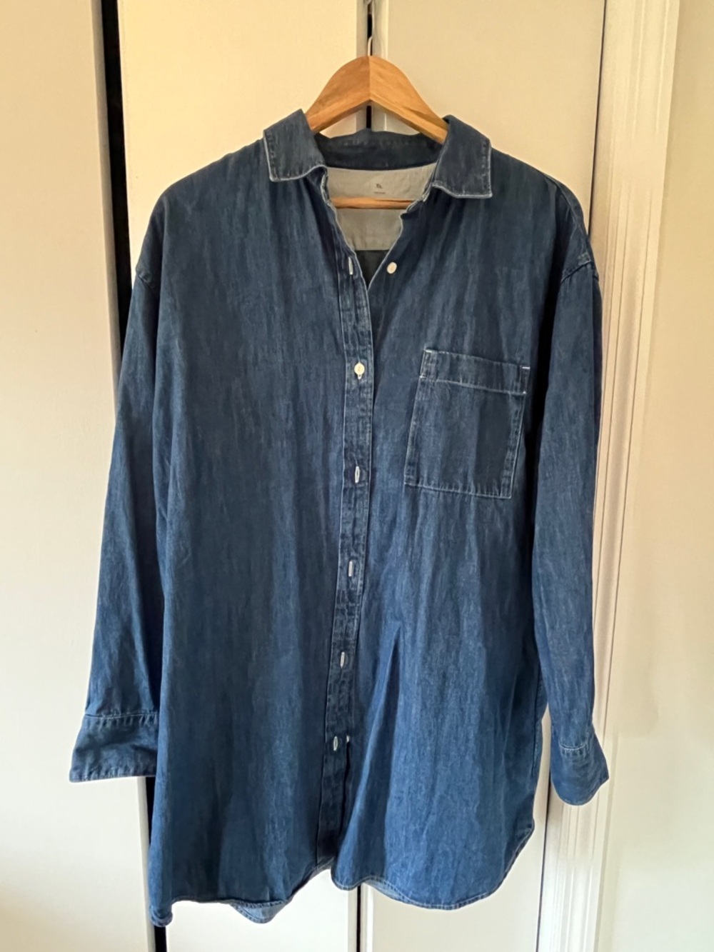 Muji Women’s Oversized Indigo Denim Button-Up Shirt